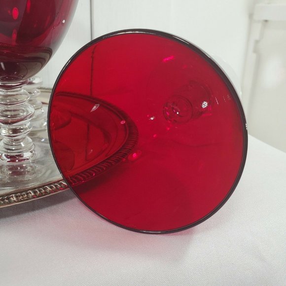 Duncan Miller Ruby Red water wine goblet 5 5/8" blown glass stemware USA - Picture 5 of 10